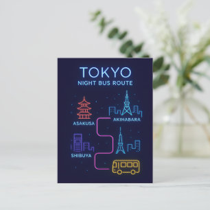 Tokyo Night Neon Postcard   Japan Travel Souvenir 