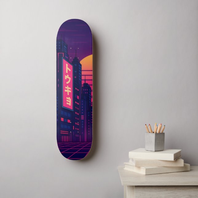 Tokyo Retro-Style Skateboard (Wall Art)