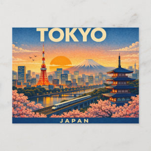 Tokyo Retro Travel Postcard