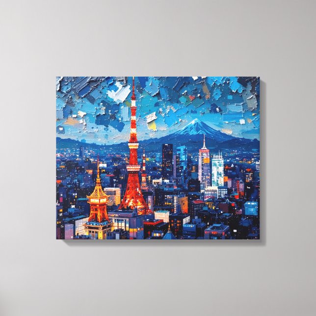 Tokyo Skyline Premium Canvas Wall Art | Night City (Front)