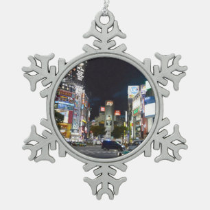 Tokyo snowflake pewter christmas ornament