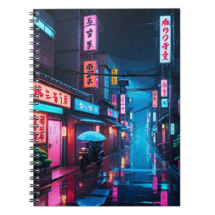 Tokyo Street At Night LoFi Art  Notebook