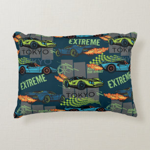 Tokyo Street Racing Pattern Accent Pillow