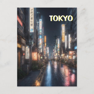 Tokyo Streets At Night Postcard