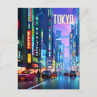 Tokyo Streets At Night Postcard