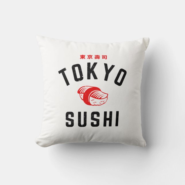 Tokyo Sushi Throw Pillow (Front)