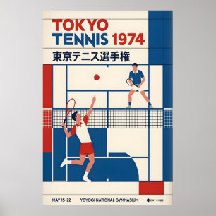 Tokyo Tennis Poster Vintage Sports Graphic (Blue