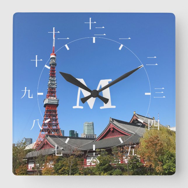 Tokyo Tower and Zojoji Temple Square Wall Clock (Front)
