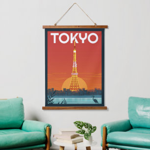 Tokyo Tower Japan travel Retro gifts Hanging Tapestry
