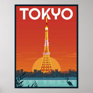 Tokyo Tower Japan travel Retro gifts  Poster