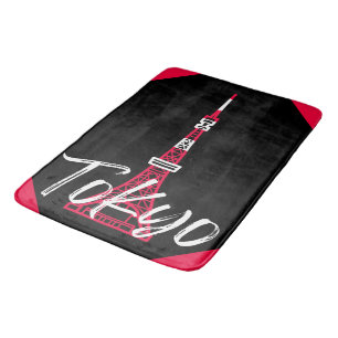 Tokyo Tower Sketch of Minato, Tokyo, Japan Bath Mat