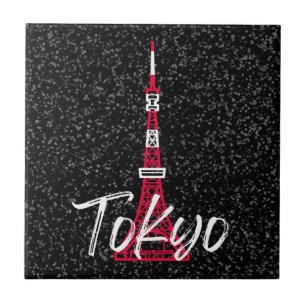 Tokyo Tower Sketch of Minato, Tokyo, Japan Tile