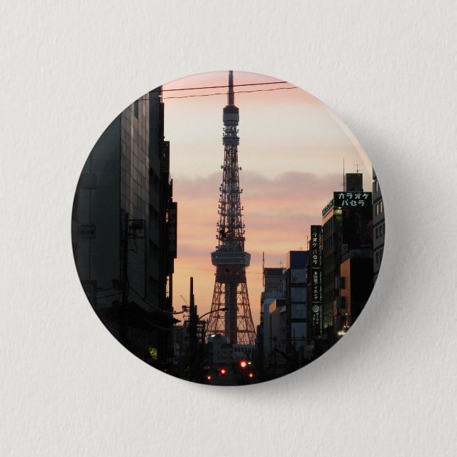 Tokyo Tower Sunrise 東京タワー日の出 2 Inch Round Button (Front)