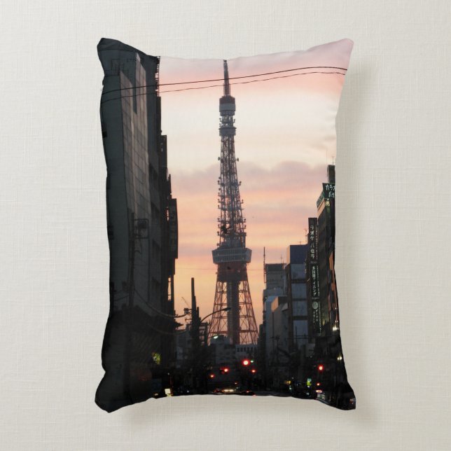 Tokyo Tower Sunrise 東京タワー日の出 Accent Pillow (Front(Vertical))
