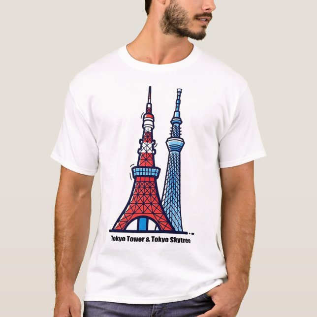 Tokyo Tower & Tokyo Skytree T-Shirt (Front)