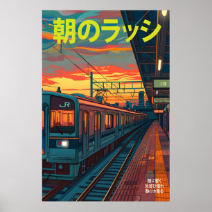 Tokyo Train Station Poster Sunrise Morning Rush