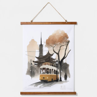 Tokyo Watercolor print Hanging Tapestry