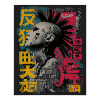 Tokyo Yami – Punk Girl with Japanese Typography Poster