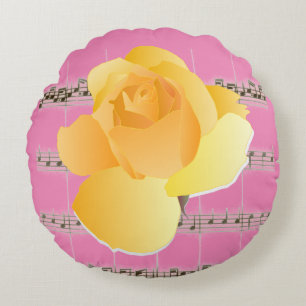 Tôle Vintage rose jaune Coussin rond