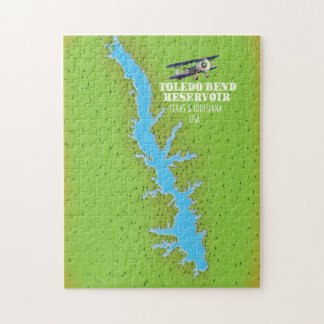 Toledo Bend reservoir Texas & Louisiana Map Jigsaw Puzzle