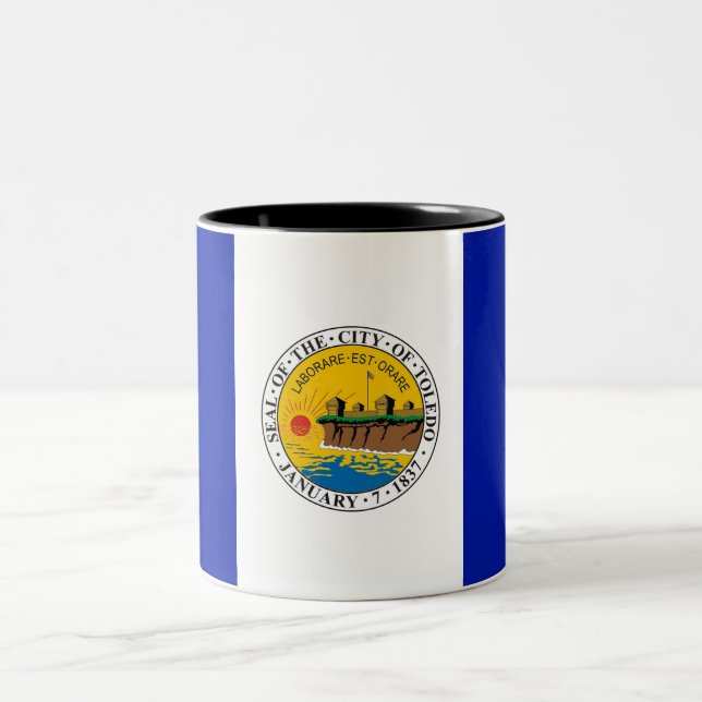 Toledo city flag Two-Tone coffee mug (Center)