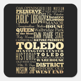 Toledo City of Ohio State Typography Art Square Sticker