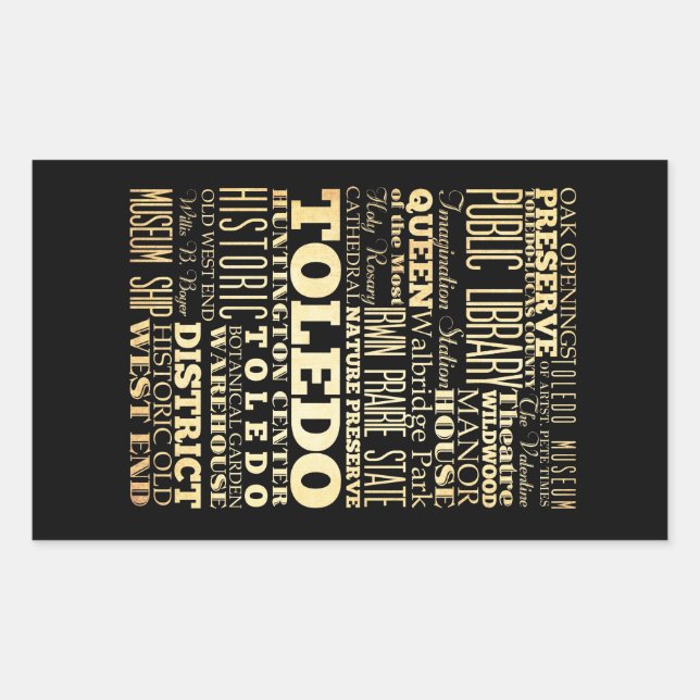 Toledo City of Ohio State Typography Art Sticker (Front)