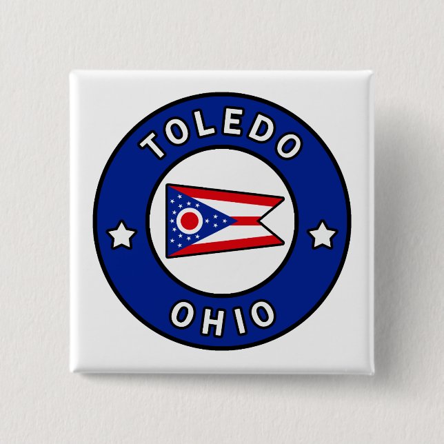 Toledo Ohio 2 Inch Square Button (Front)