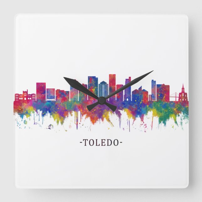 Toledo Ohio Skyline Square Wall Clock (Front)