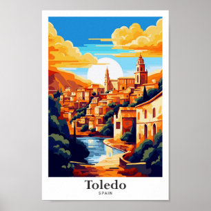 Toledo Spain Travel Vintage Illustration Poster