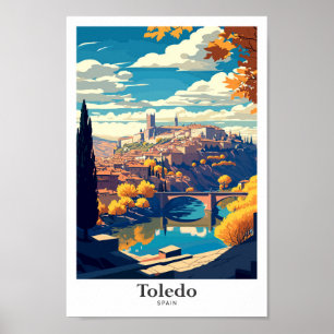 Toledo Spain Travel Vintage Illustration Poster