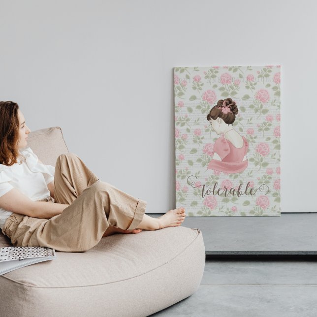 Tolerable - Jane Austen Floral Vintage Canvas Print (Creator Uploaded)