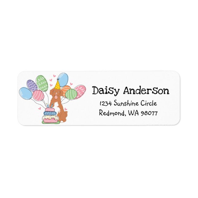Toller Dog Birthday Return Address Label (Front)
