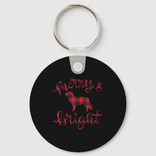 Toller Merry Christmas Buffalo Plaid Dog Cute For  Keychain