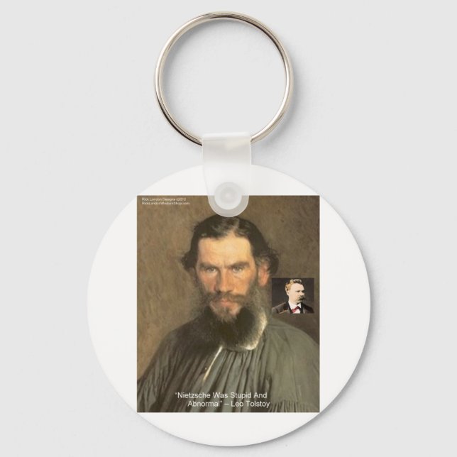 Tolstoy "Nietzsche = Stupid" Quote Gifts Tees Etc Keychain (Front)