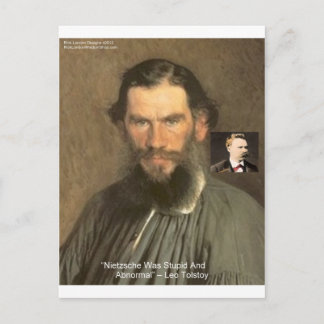 Tolstoy "Nietzsche = Stupid" Quote Gifts Tees Etc Postcard