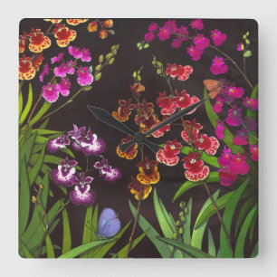 Tolumnia Equitant Oncidium Orchid Flowers Wall Clo Square Wall Clock