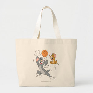 Tom and Jerry Basketball 1 Large Tote Bag