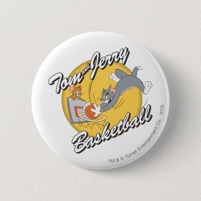 Tom and Jerry Basketball 2 2 Inch Round Button (Front)
