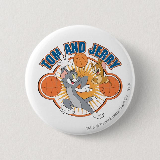 Tom and Jerry Basketball 4 2 Inch Round Button (Front)