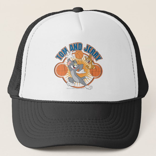 Tom and Jerry Basketball 4 Trucker Hat (Front)