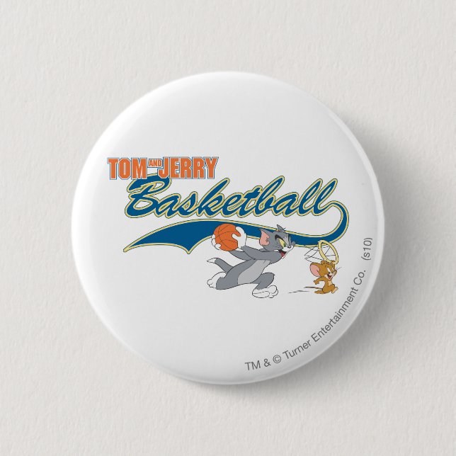 Tom and Jerry Basketball 5 2 Inch Round Button (Front)