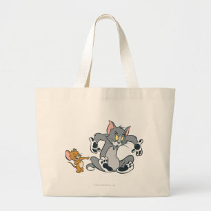 Tom and Jerry Black Paw Cat Large Tote Bag