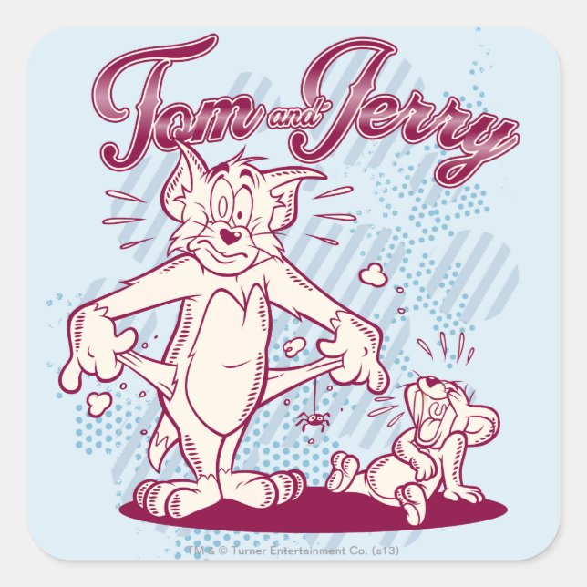 Tom and Jerry Broke Square Sticker (Front)