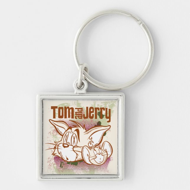 Tom and Jerry Brown and Green Keychain (Front)