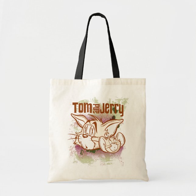 Tom and Jerry Brown and Green Tote Bag (Front)