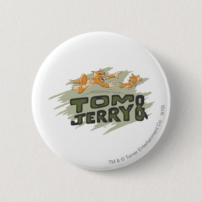 Tom and Jerry Chase Logo 2 Inch Round Button (Front)