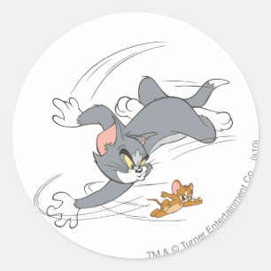 Tom and Jerry Chase Turn Classic Round Sticker