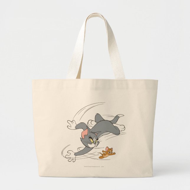 Tom and Jerry Chase Turn Large Tote Bag (Front)