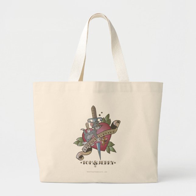 Tom and Jerry Enemies Forever 2 Large Tote Bag (Front)